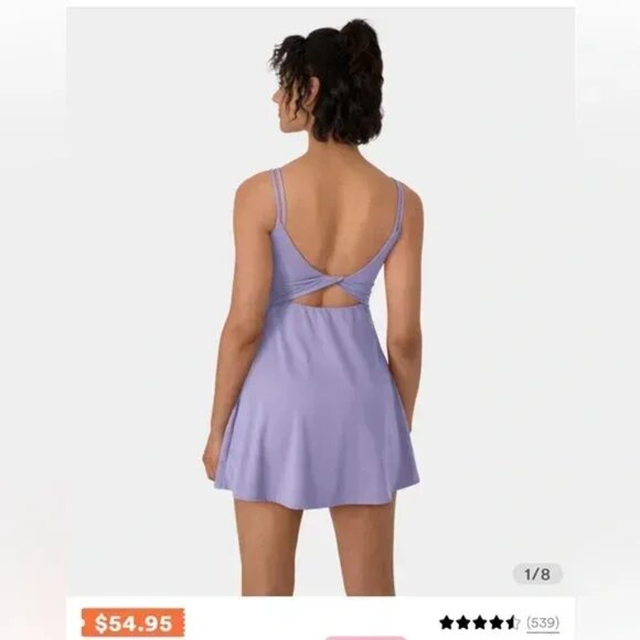Halara Everyday Twist Back Dress W/ Built-In Bra & Shorts Lavender S - Picture 3 of 3